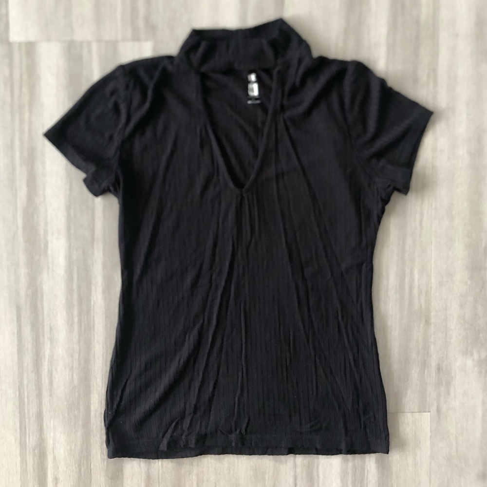 Turtle Neck Shirt with Key Hole Cut in Front